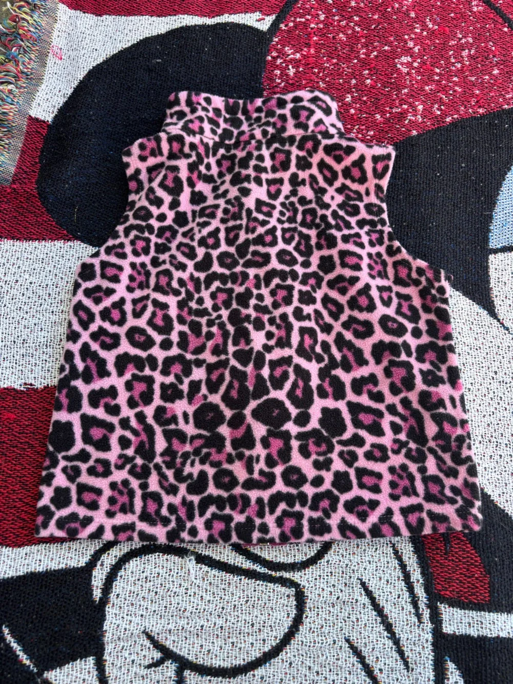 VINTAGE Y2K KIDGETS PINK LEOPARD PRINT FLEECE ZIP UP VEST SIZE 4T